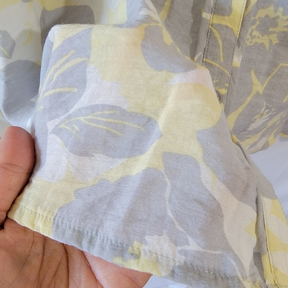 Coldwater Creek Gray Yellow Floral Button Front Tunic Top Sz 2X Lagenlook Cozy - Picture 8 of 11